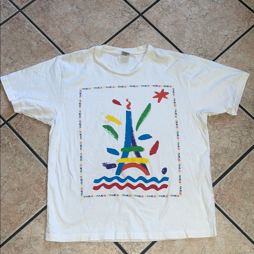 Paris Paris Paris  Vintage White Graphic TShirt